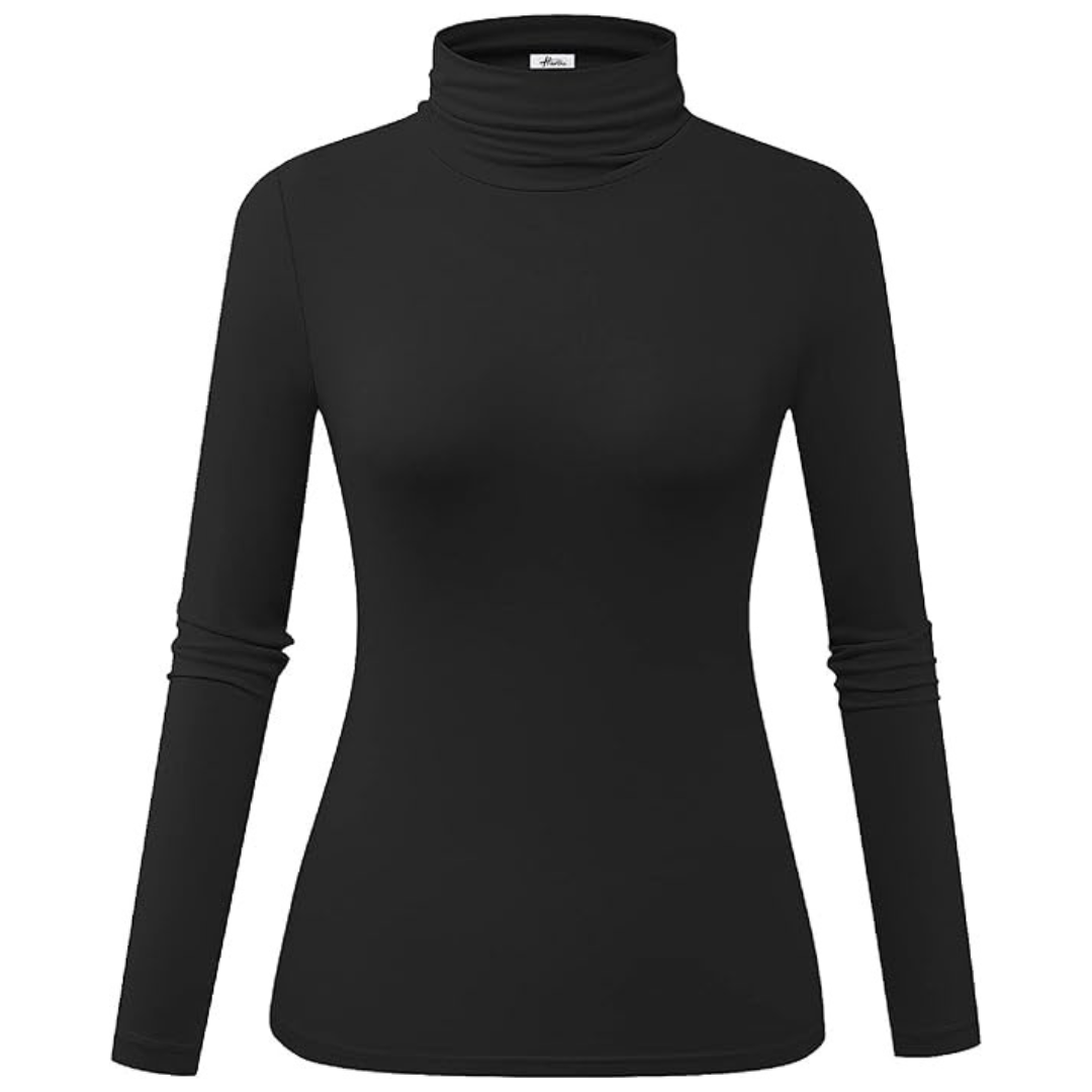 Women's Turtleneck Slim Fitted Lightweight Casual Active Layer Top