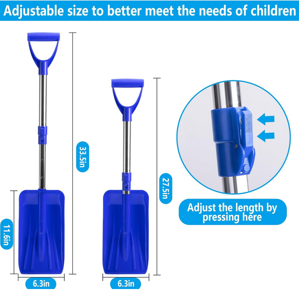 2-Pack Adjustable Kids Snow Shovel with D-Grip Handle