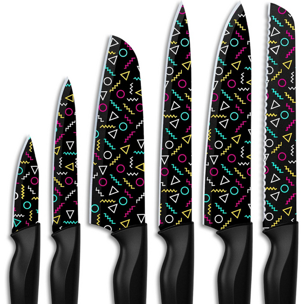 12-Piece High Carbon Stainless Steel Geometric Figure Kitchen Knife Set