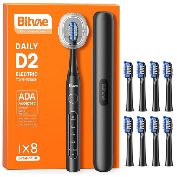 Bitvae Rechargeable Electric Toothbrush with 8 Brush Heads