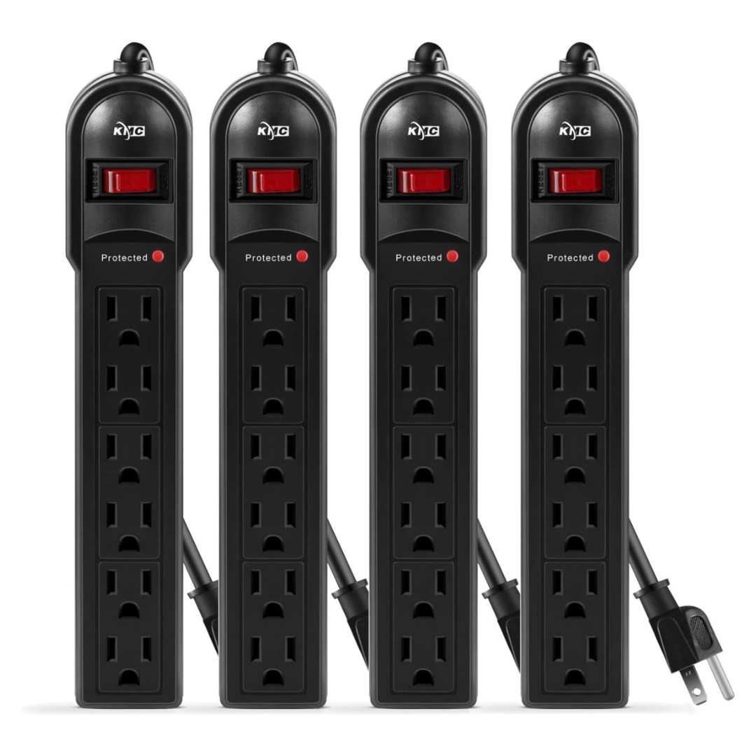 KMC 6-Outlet Surge Protector Power Strips (4-Pack)