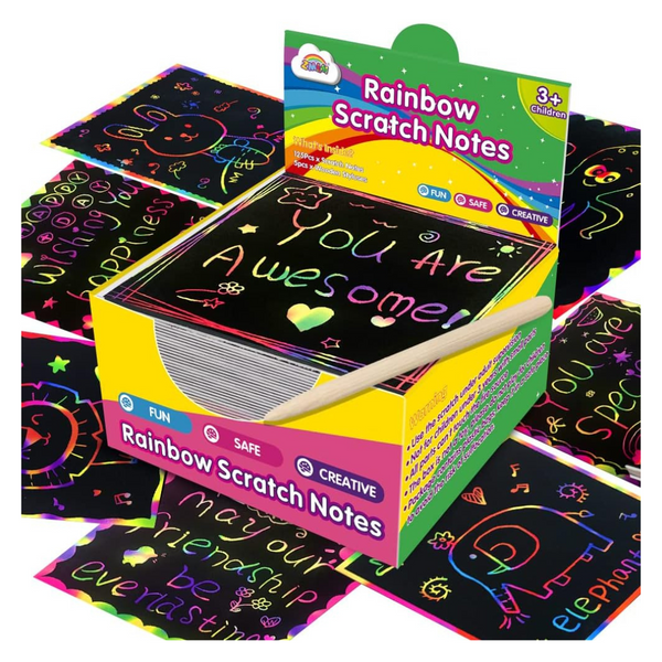 ZMLM 125 Pcs Rainbow Scratch Mini Art Notes