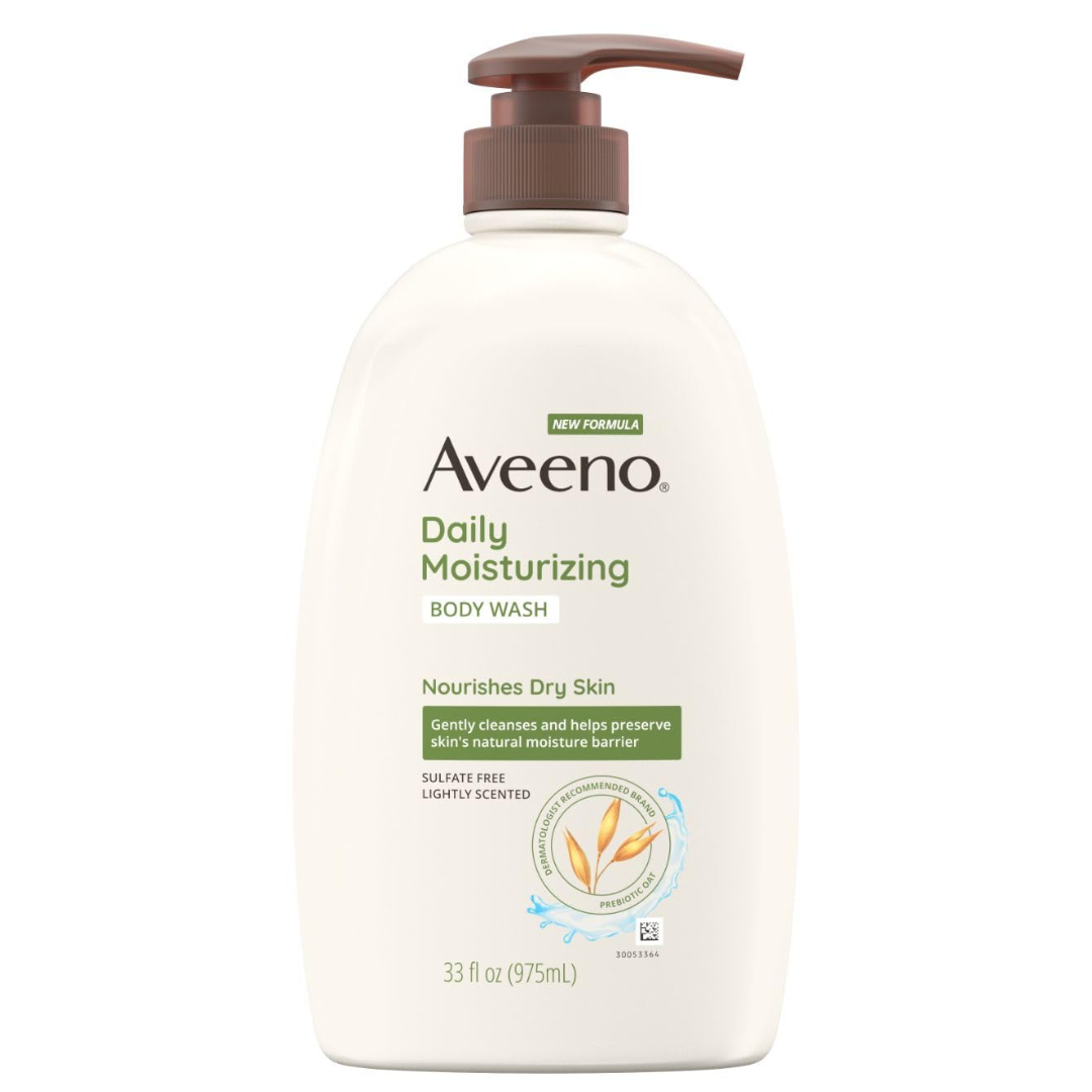 Aveeno Daily Moisturizing Body Wash For Dry Skin With Soothing Oat, Creamy Shower Cleanser (33 FL OZ)