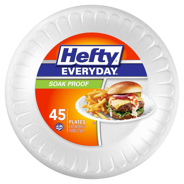 45-Count Hefty Everyday 9" Foam Plates (White)