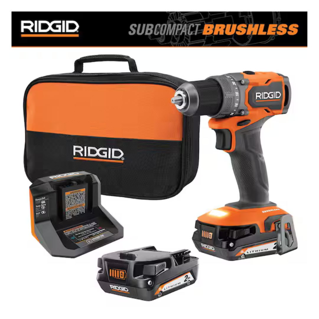 Ridgid Cordless 1/2" Drill/Driver Kit W/2 Batteries & Charger