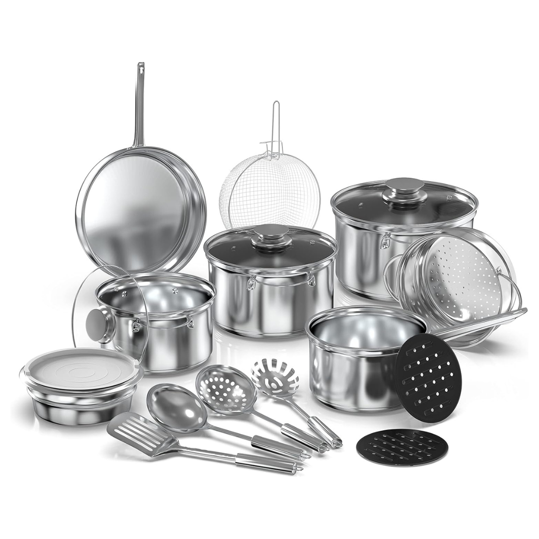 18-Piece Stainless Steel Kitchen Cookware Set