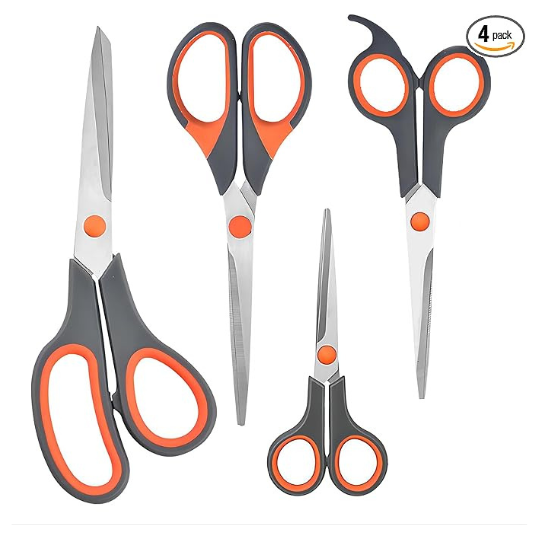 4-Pack Multipurpose Soft Grip Handle Scissors