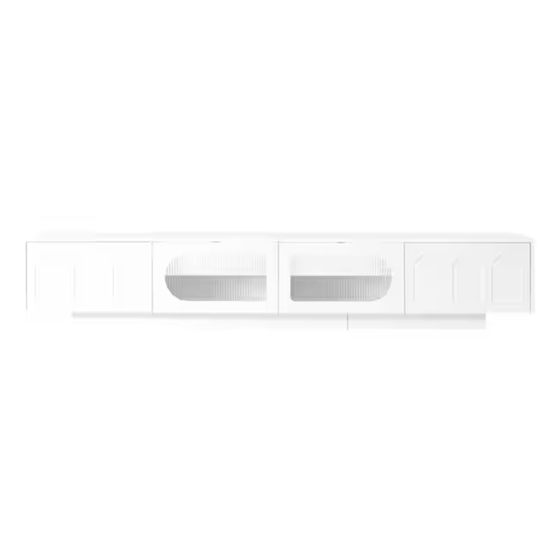 Modern White TV Stand For Up To 95" TVs with Smart Light Strip