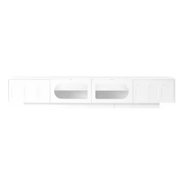 Modern White TV Stand For Up To 95" TVs with Smart Light Strip