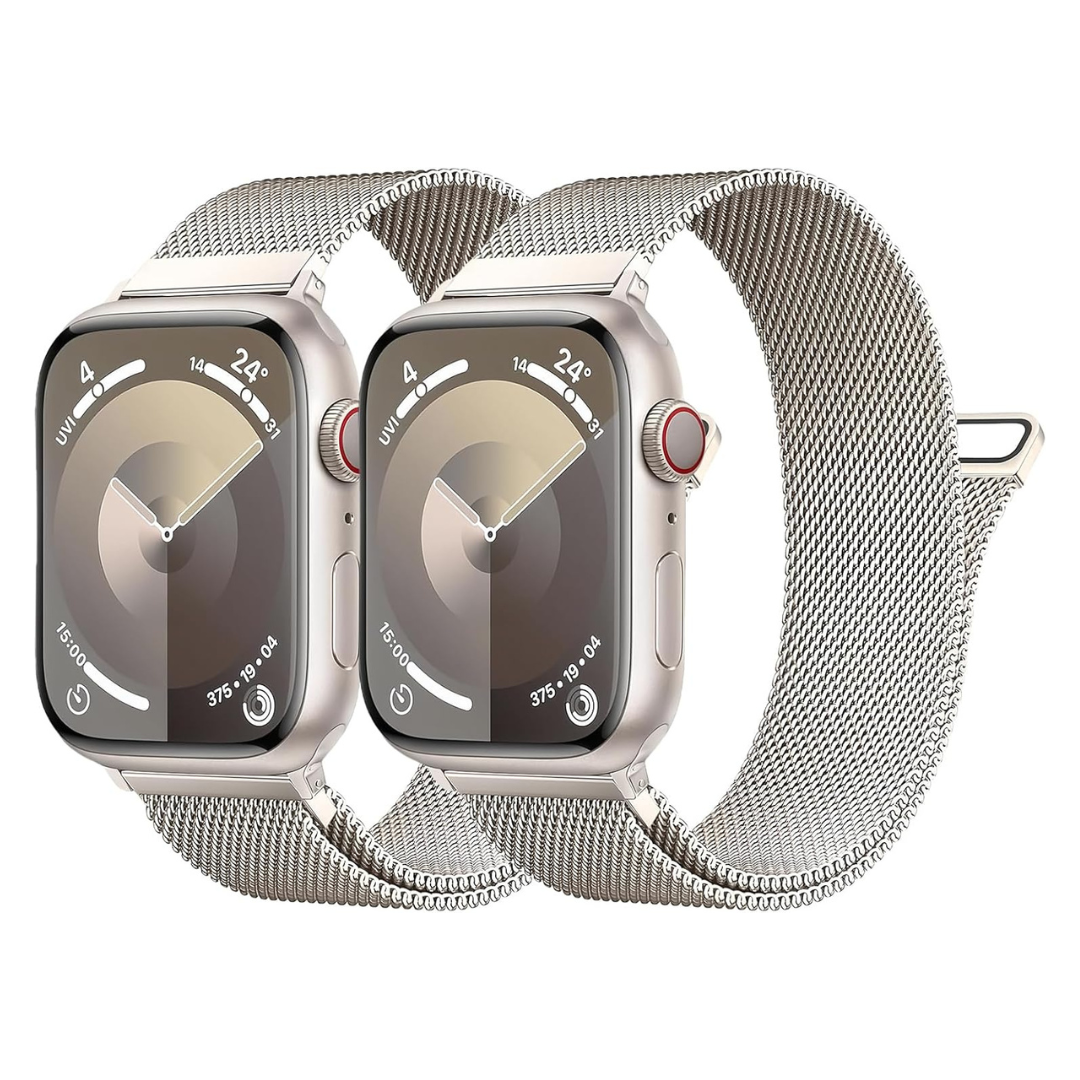 2-Pack Stainless Steel Loop Metal Magnetic Strap Apple Watch Band