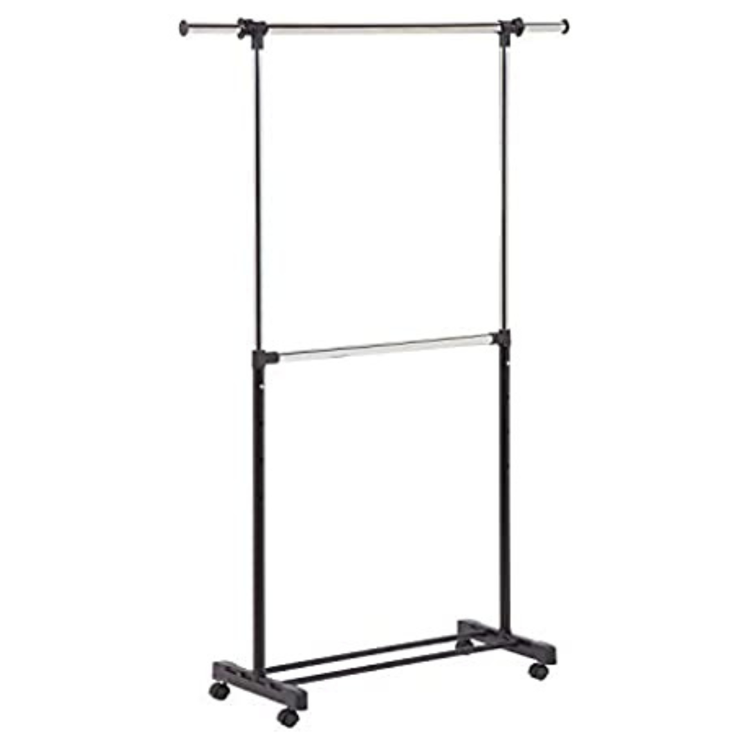 Honey-Can-Do 30 Lbs Adjustable Rolling Metal Double Clothes Rack