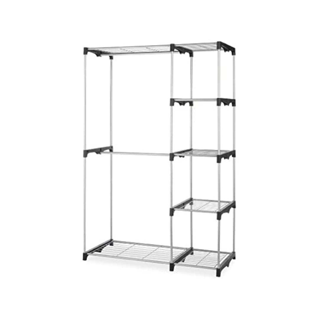 Whitmor Double Rod Freestanding Closet Organizer (Silver)