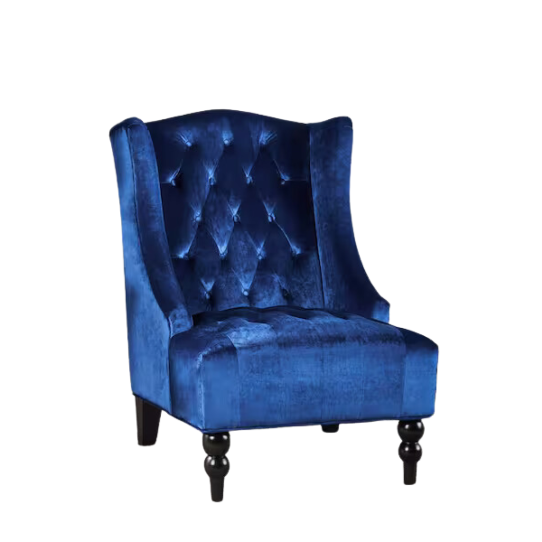 Toddman Navy Blue New Velvet High-Back Club Chair