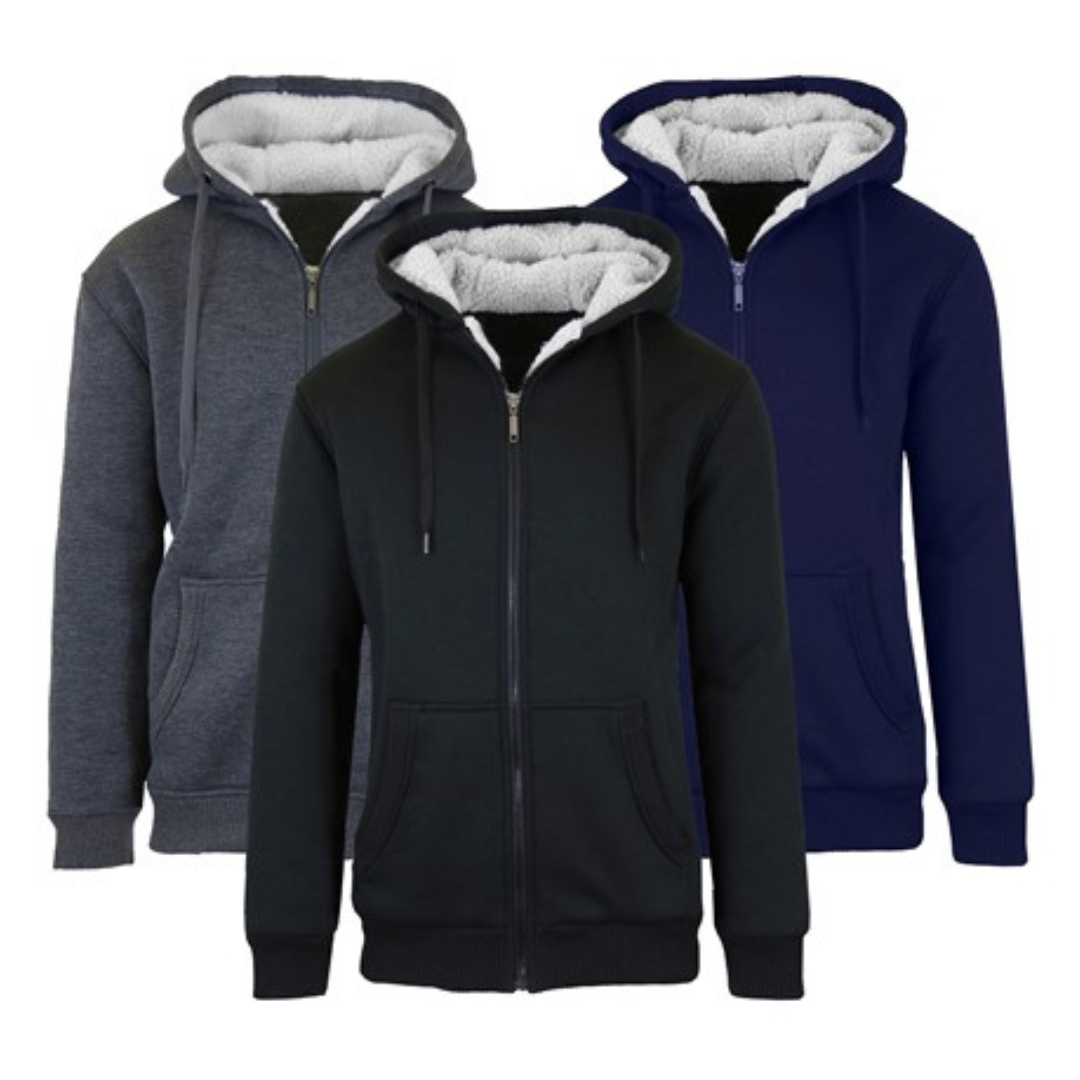 Men's Heavyweight Sherpa Fleece-Lined Zip Sweater Hoodie (3 Colors)