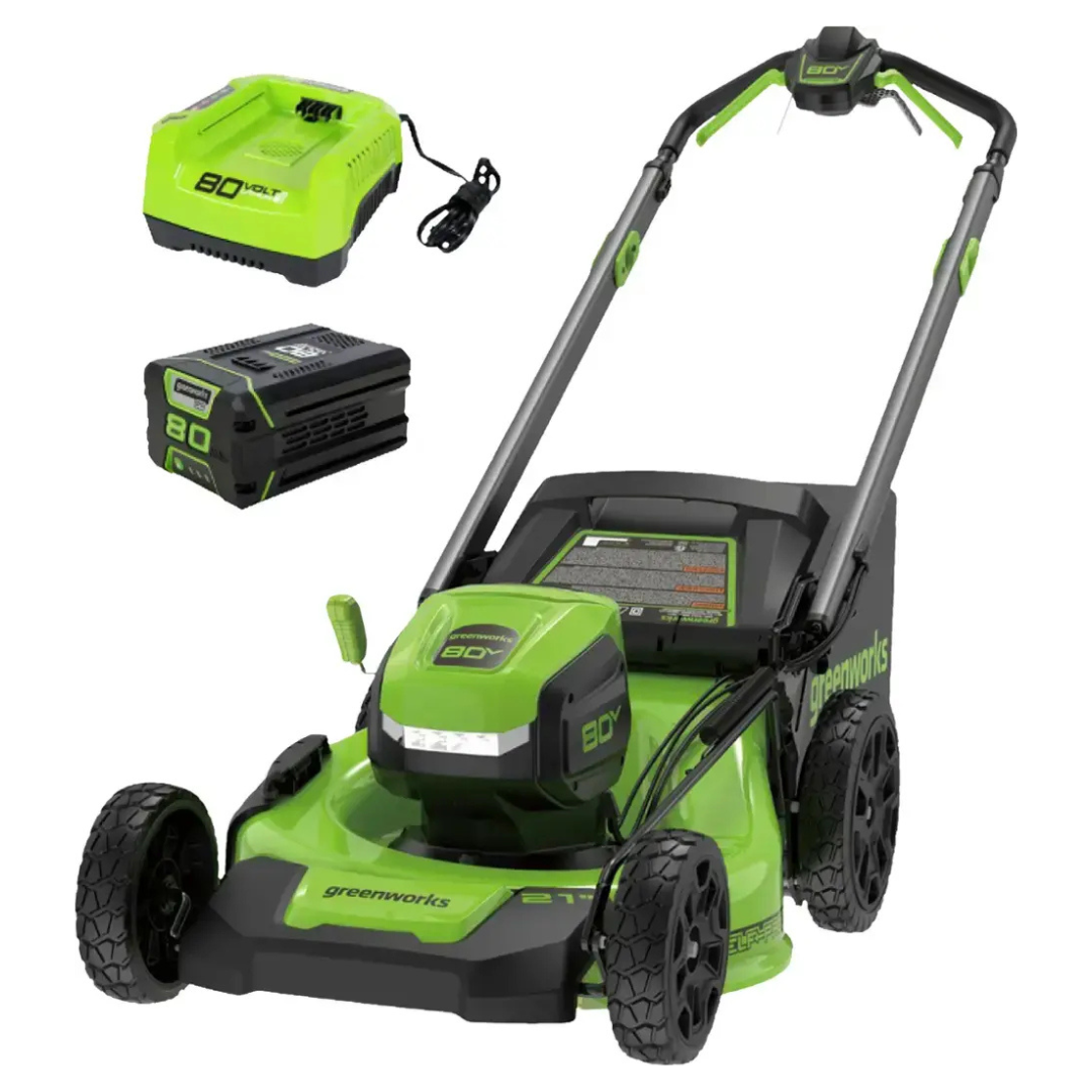 Greenworks 21" 80 Volt 4-in-1 Lawn Mower With Battery & Charger