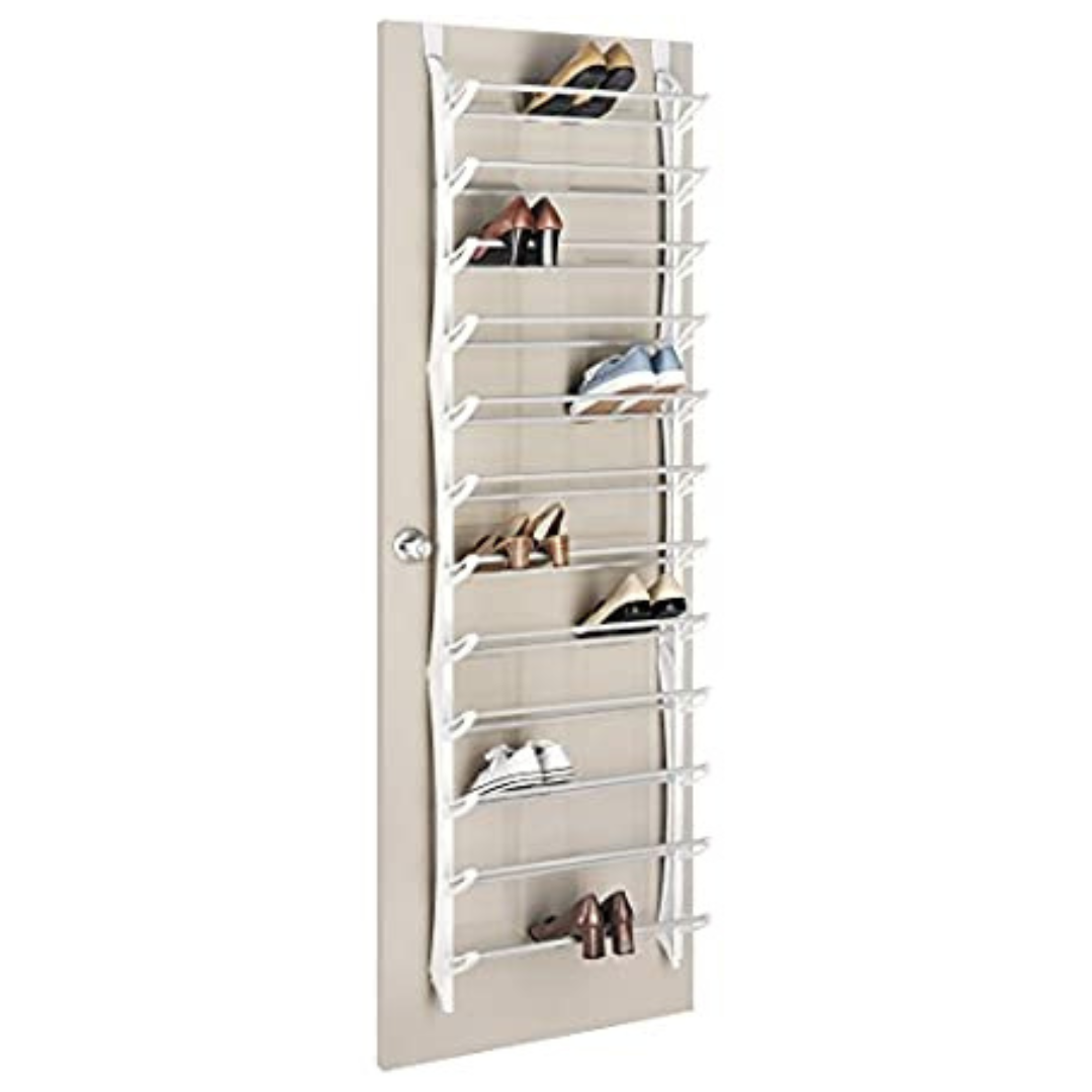 Whitmor 12-Tier Over the Door Shoe Rack With Fold-up Non-slip Bars