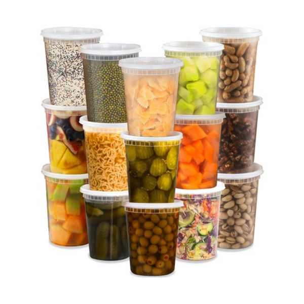 TashiBox 24 Sets 32 oz Plastic Deli Containers With Lids