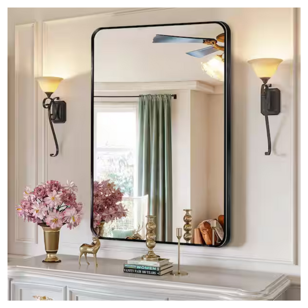 LuxHomez Vanity Rectangle Aluminum Alloy Frame Bathroom Wall Mirror