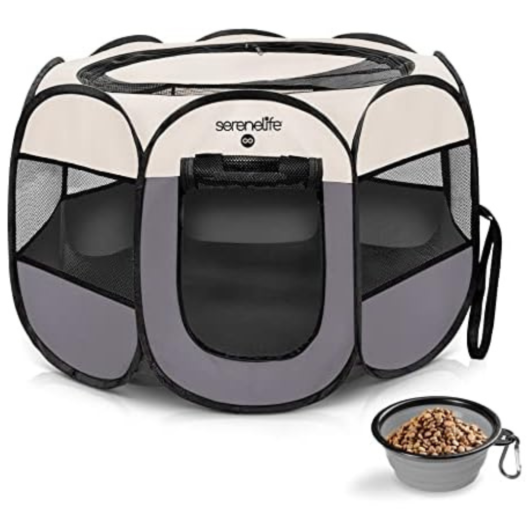 SereneLife ON-The-GO Foldable Portable Pet Tent 8-Panel Playpen