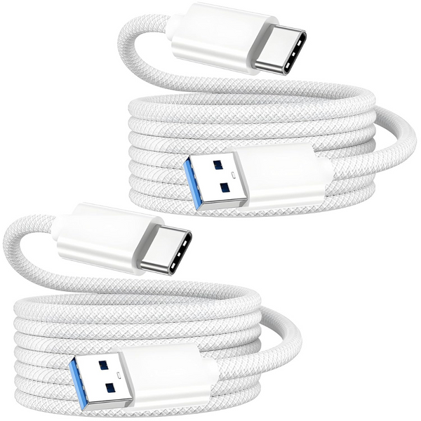 2-Pack 6ft Fast Charging 3A Nylon Braided USB to USB-C Cable