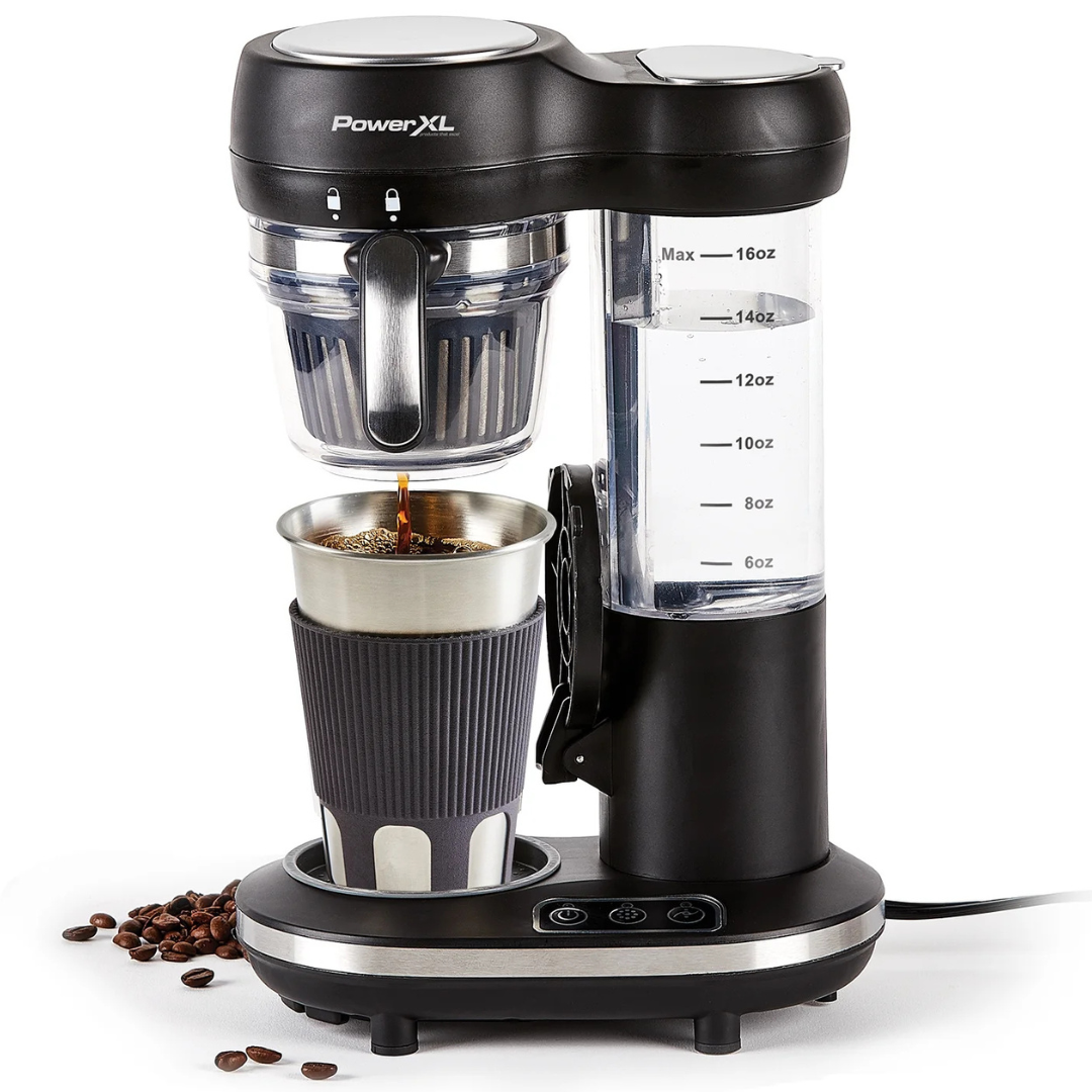 PowerXL Grind and Go Plus Automatic Single-Serve Coffee Machine (16-Oz)