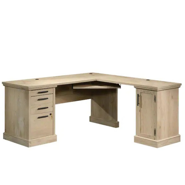 Aspen Post 65.118" Prime Oak Engineered Wood L-Shaped Desk