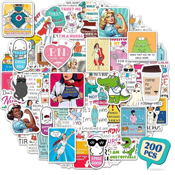 200-Piece Funny Nursing Stickers Gifts For Students