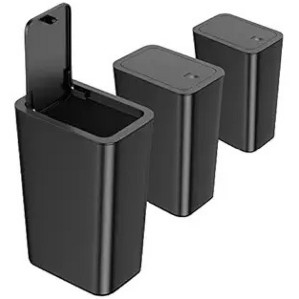 3-Pack 2.6-Gallon Press-Top Slim Trash Can With Lid