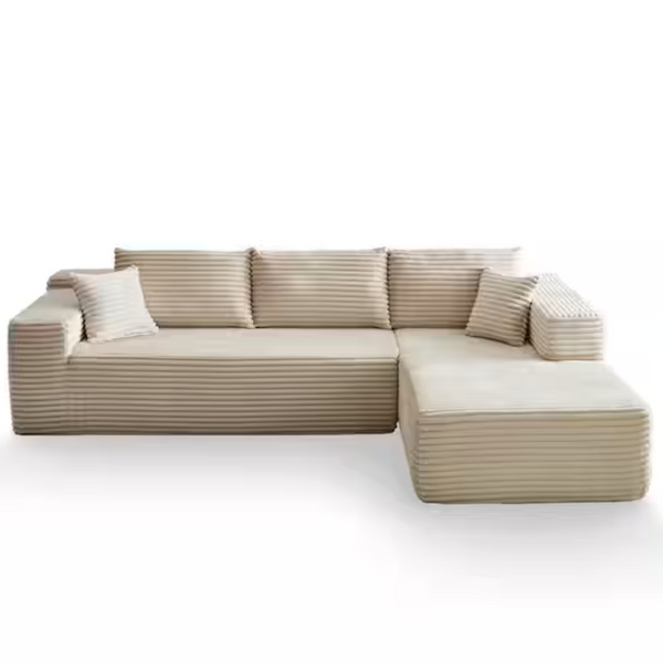 Allwex VIVI 104" Wide Arm 2-Piece Corduroy L-Shape Modular Sectional Sofa