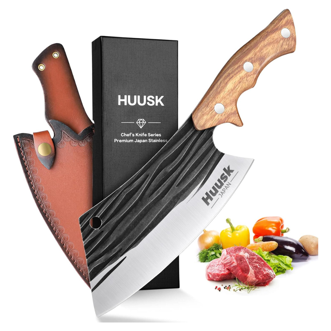 Huusk Heavy Duty High Carbon Steel Butcher Knife