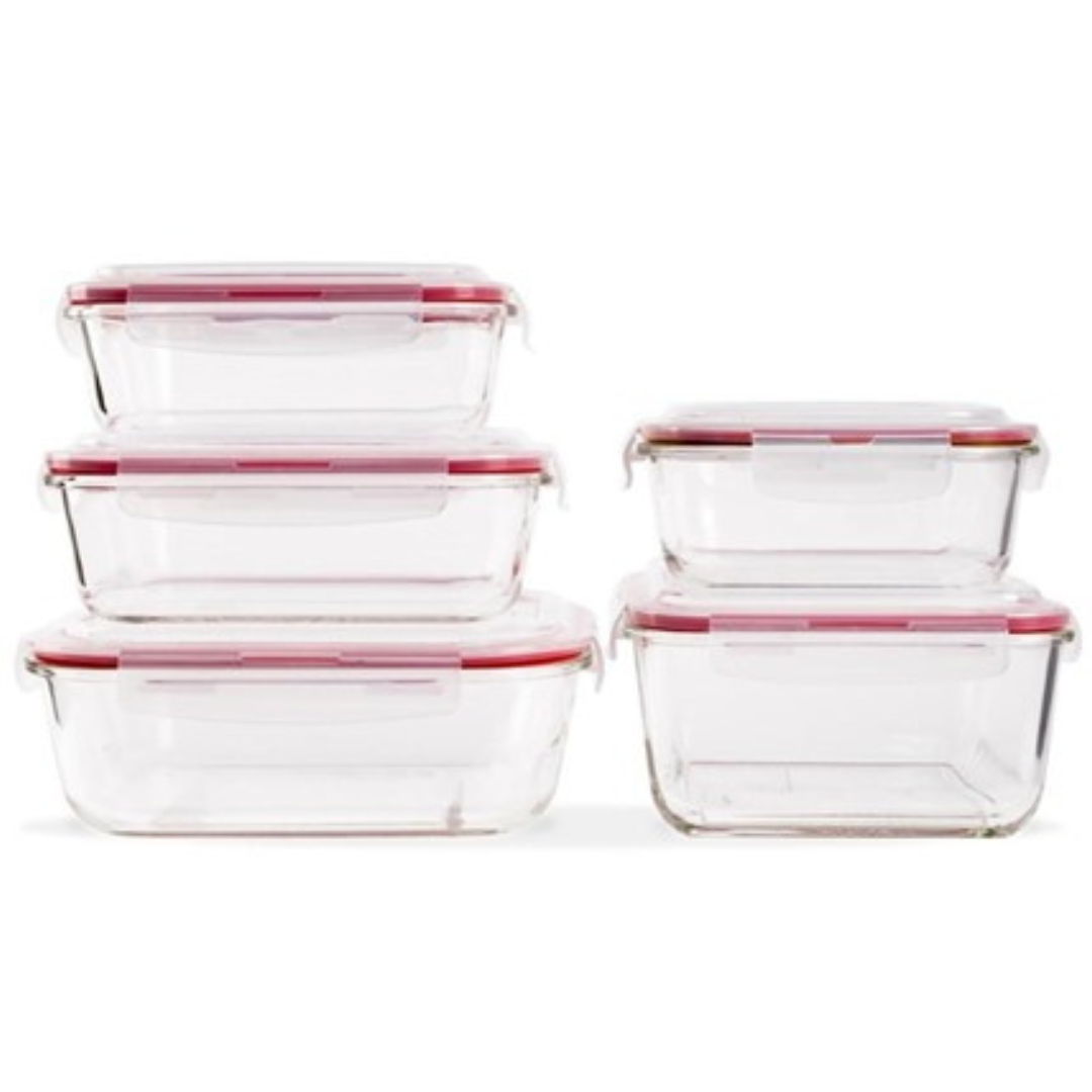 Lexi Home 10-Piece Glass Food Storage Container Set W/Locking Lids