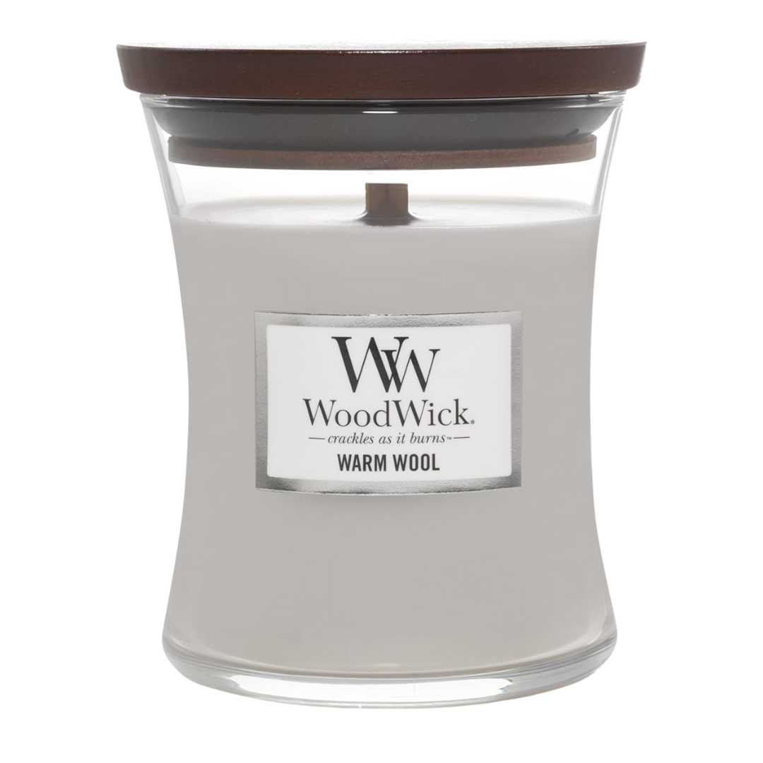 WoodWick Warm Wool Hourglass Medium Fall Candle, 9.7 Oz.