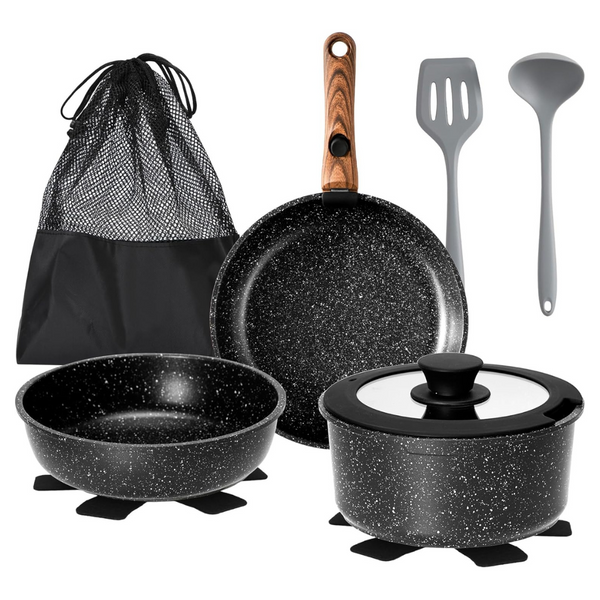 10-Piece Non Stick Pots And Pans Set With Detachable Handle