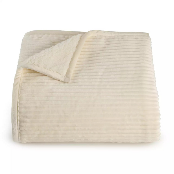 Cuddl Duds Rib Plush To Sherpa Throw Blanket