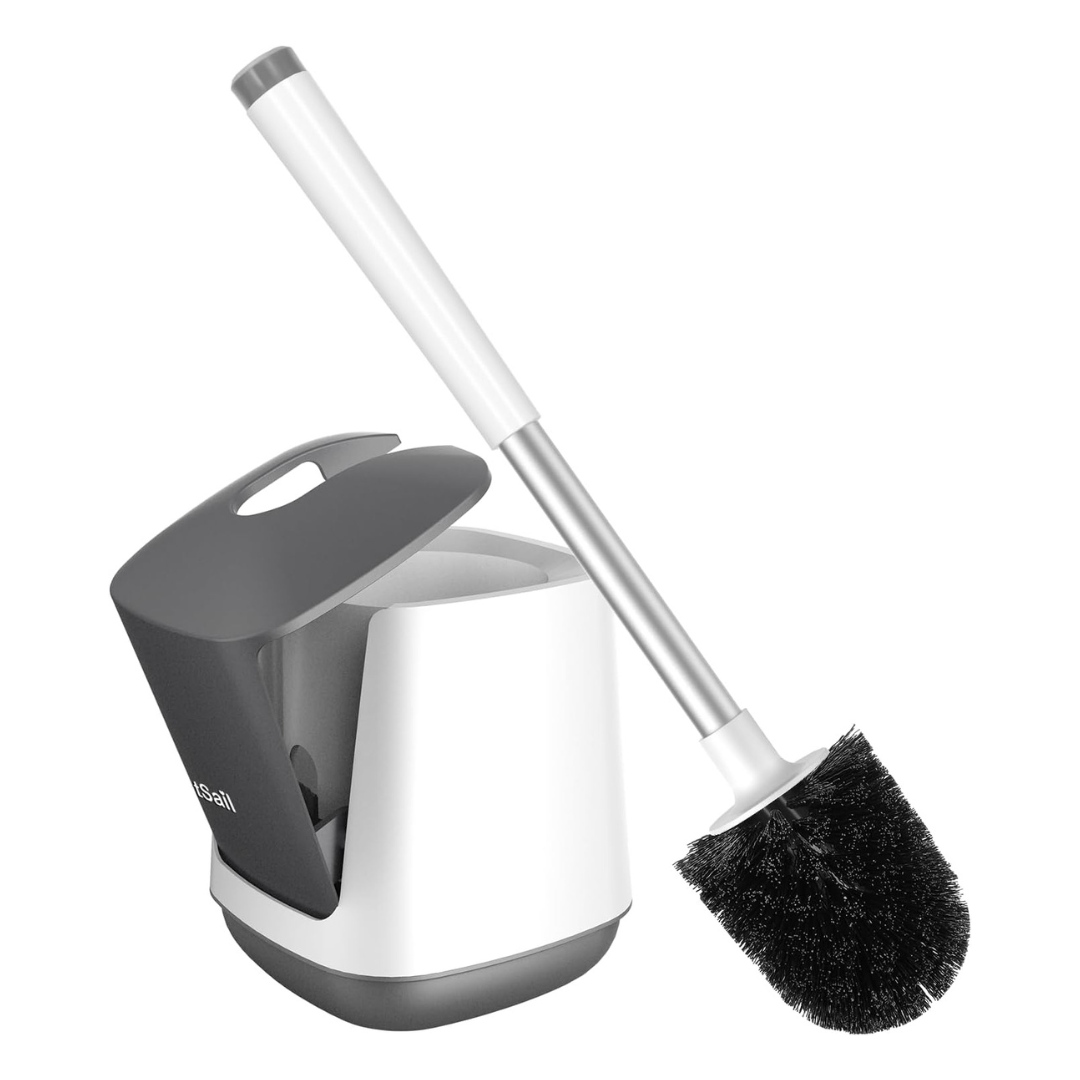 Ergonomic Long Handle Toilet Brush And Self Closing Brush Holder