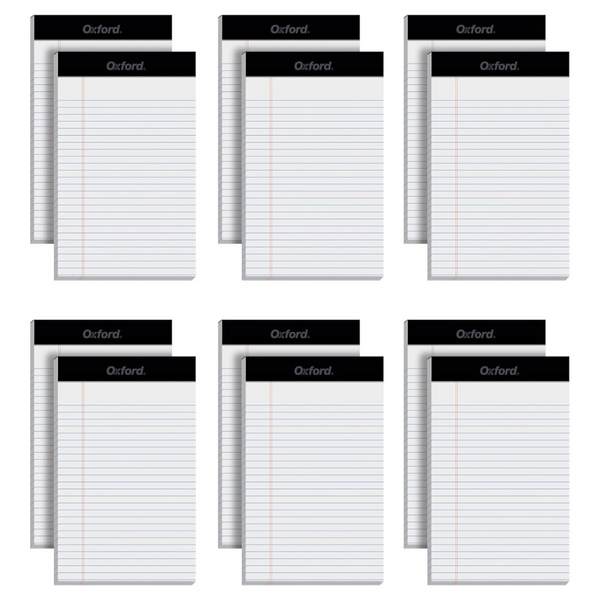 12-Pack Oxford 5 x 8 Legal Narrow Ruled 50 Sheets Per Writing Pad