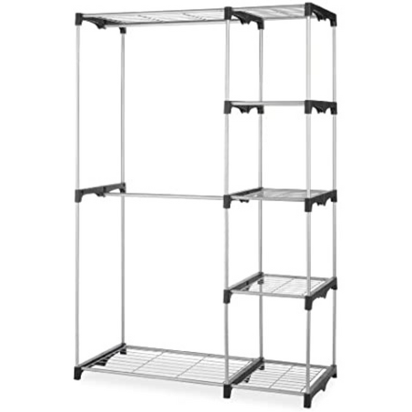 Whitmor Double Rod Freestanding Closet Organizer (Silver)