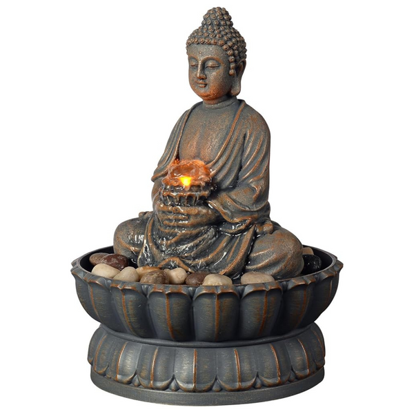 Kalona Home 9.6" Tabletop Fountain Exquisite Smile Sitting Buddha