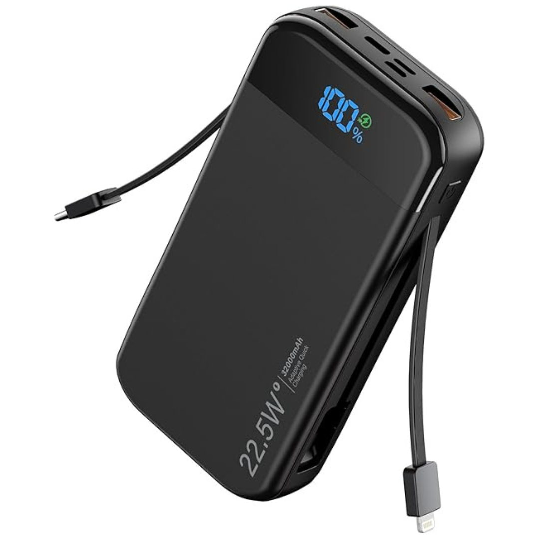 32000mAh Portable Charger Power Bank W/ Built In Cables