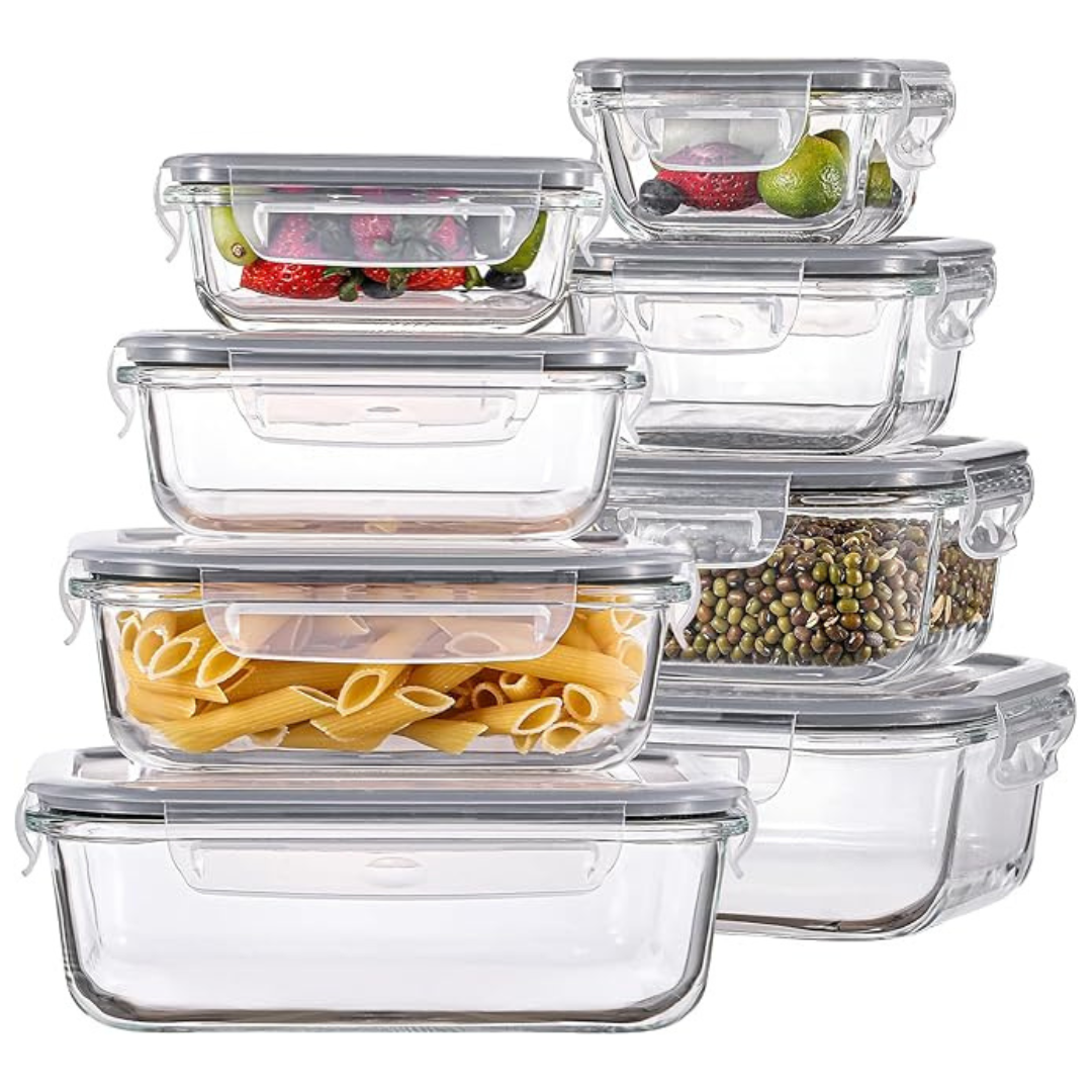 8-Pack Homberking Glass Food Storage Containers With Lids