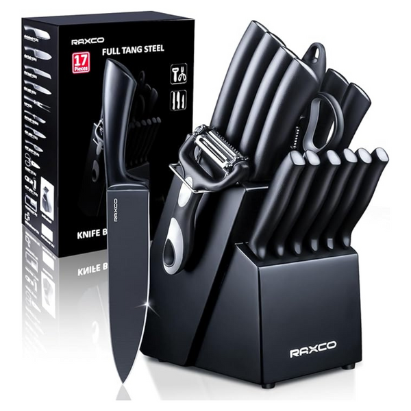 RAXCO 17-In-1 Kitchen Knife Set With Block