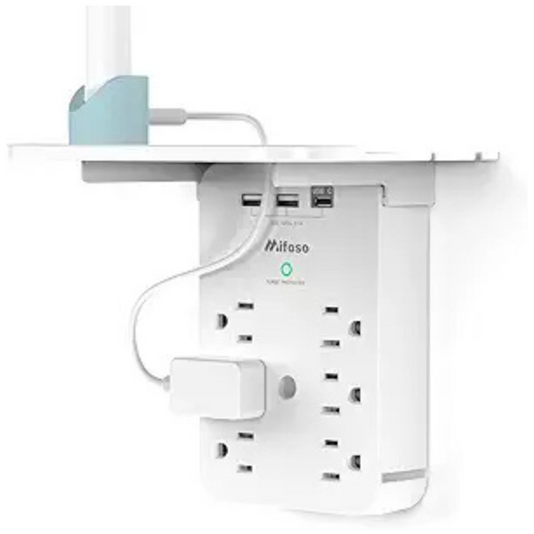 Mifaso 6 AC Outlets Multi Plug Outlet Surge Protector With Shelf