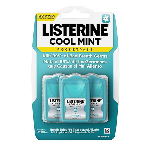 3-Pack Listerine Cool Mint Pocketpaks Breath Strips