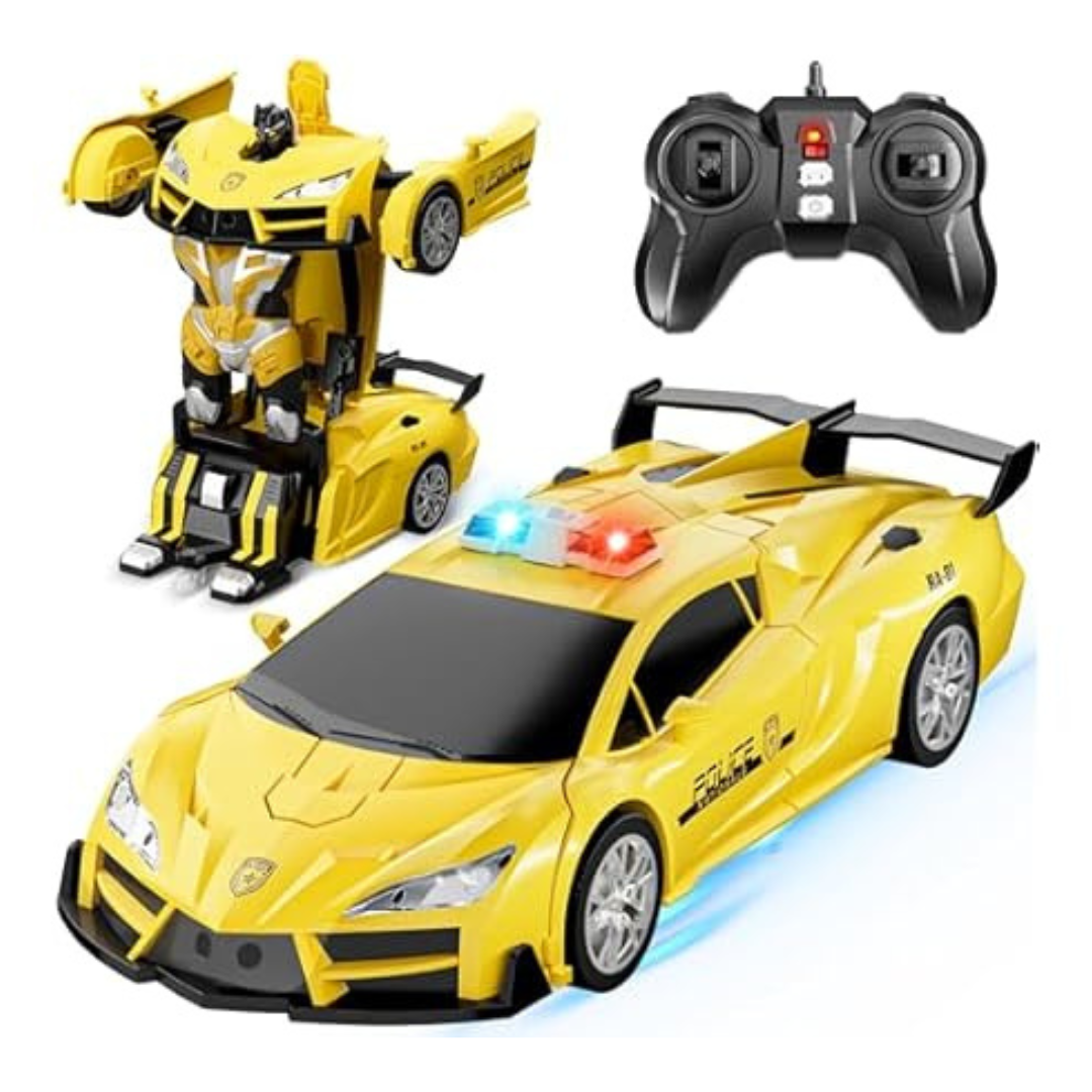 Toforo 2.4Ghz 1:18 Scale Transforming Robot Toys Police RC Car (2 Colors)