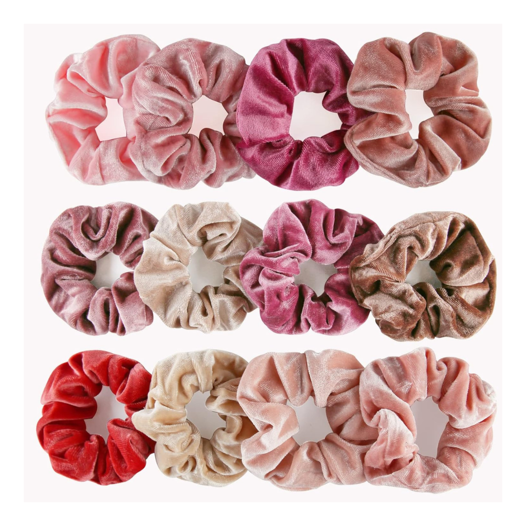 12 Pack Velvet Hair Scrunchies