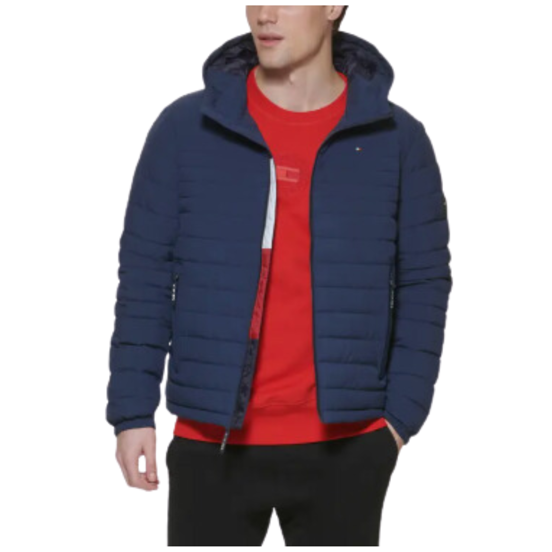 Tommy Hilfiger Men's Stretch Poly Hooded Packable Jacket