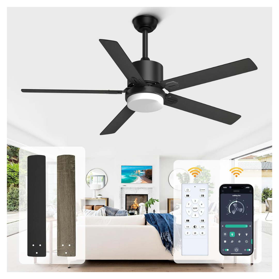 alescu 52" Outdoor Modern Ceiling Fans With Lights