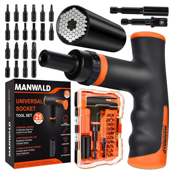 25-Pieces Manwald T-Handle Ratcheting Screwdriver Set