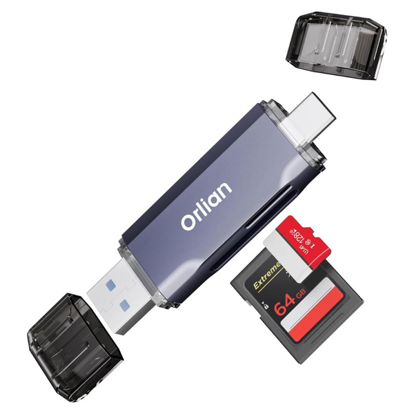 Orlian 2-in-1 microSD SD TF USB-C & USB-A Card Reader