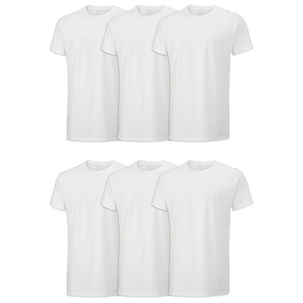 6-Pack Fruit of the Loom Men's Stay Tucked Crew T-Shirt (White)